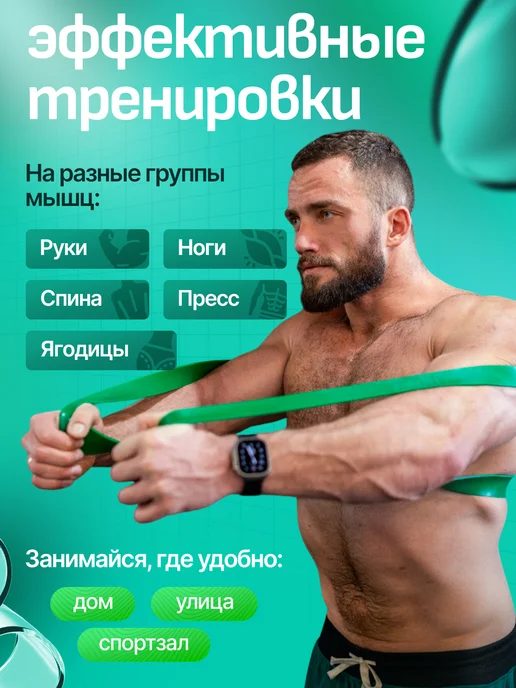 BurnBand Резинка для фитнеса и подтягивания на турник, зеленый, фото 3