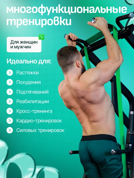 BurnBand Резинка для фитнеса и подтягивания на турник, зеленый, фото 4