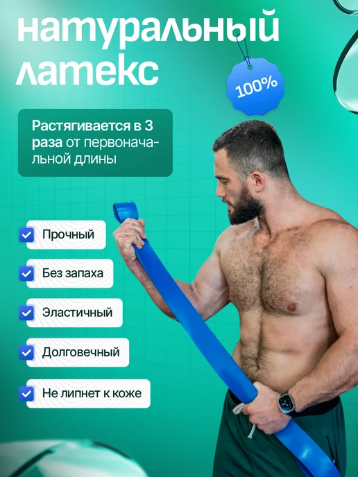 BurnBand Резинка для подтягивания и эспандер ленточный, синий, фото 5