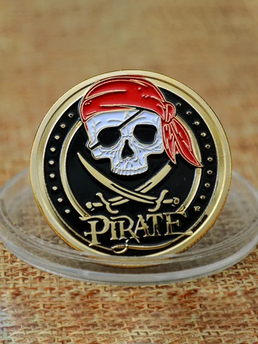 LAWE COINOPOLIS Коллекционная монета 24k Pirate 32 мм, вариант, фото 2
