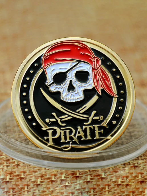 LAWE COINOPOLIS Коллекционная монета 24k Pirate 32 мм, вариант, фото 3