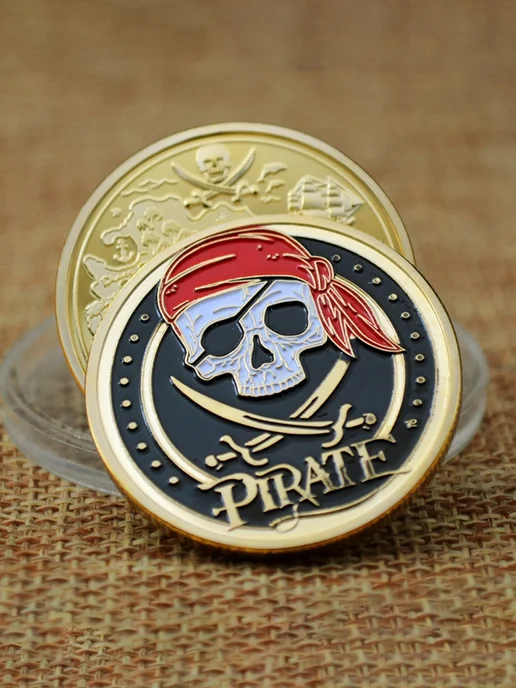 LAWE COINOPOLIS Коллекционная монета 24k Pirate 32 мм, вариант, фото 4