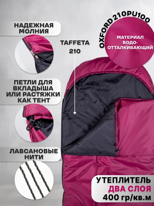 Спальный мешок / Спальники туристические/ Отдых Спальный мешок женский спальник зимний, красный, фото 2