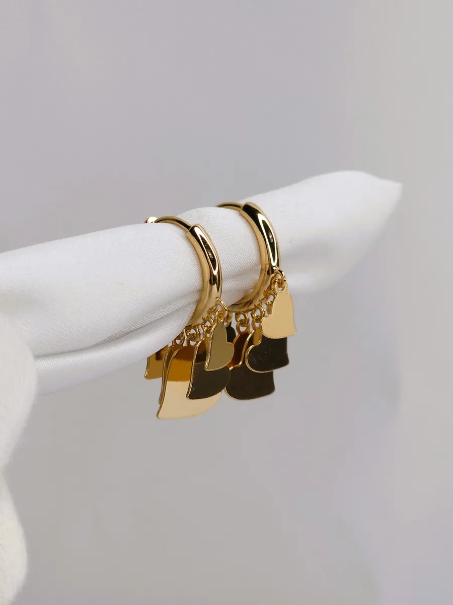 Серьги женские кольца с подвеской, 2,3 см.