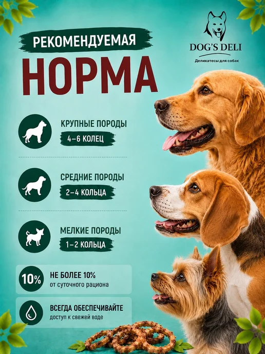 DOG’S DELI Трахея говяжья кольцами Лакомства для собак 100 гр, 100 г, фото 3