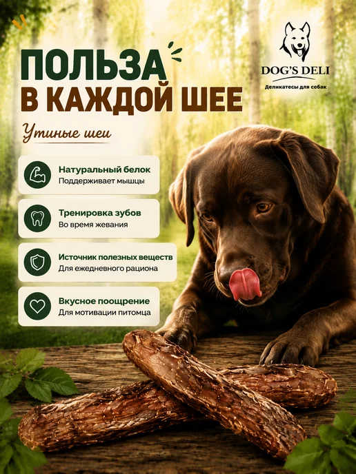 DOG’S DELI Утиные шеи сушеные Лакомства для собак 4 шт, 4 шт, фото 2