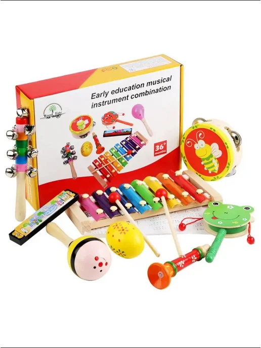 KIDDO JOY Деревянный набор музыкальных инструментов, зеленый, фото 3