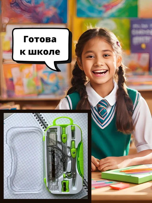 ERVO group Готовальня набор для черчения, зеленый, фото 4