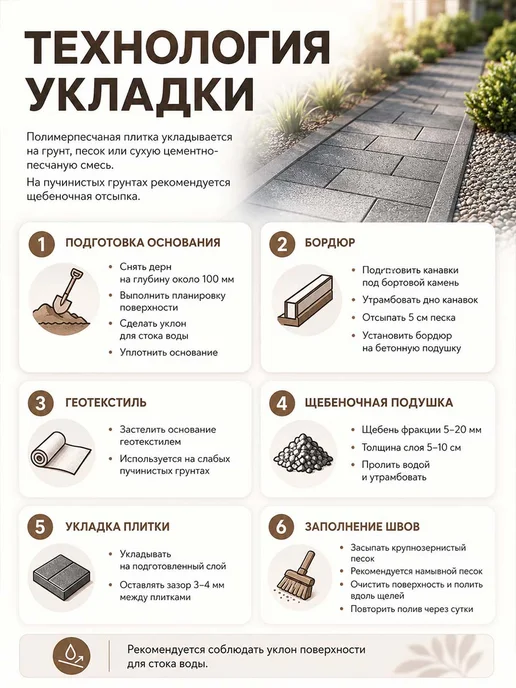 Дачный домик Плитка тротуарная полимерпесчаная, графит, 5 штук, серый, фото 7