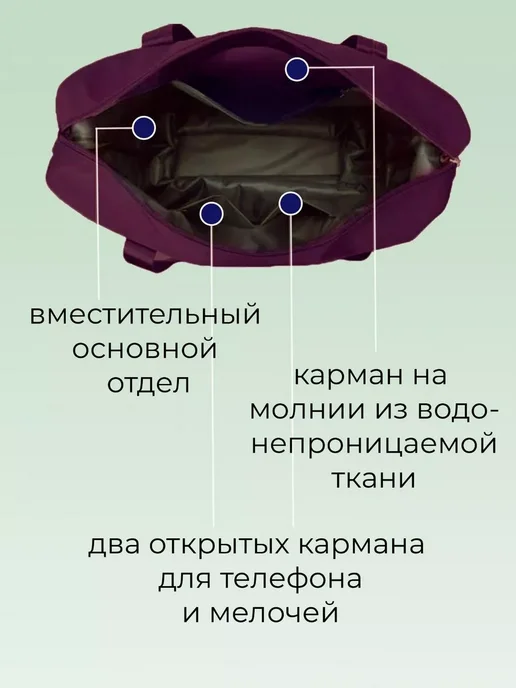 Hong Fu Сумка дорожная ручная кладь на колесах в самолет спортивная, фиолетовый, фото 3