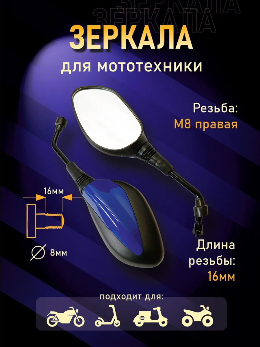 Зеркала на мотоцикл KEGE Синие