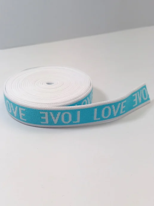 PaetkaMi Резинка с рисунком LOVE 1 м, светло-голубая, 1 м, фото 2