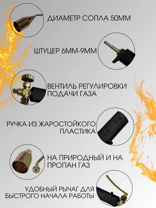 Горелка Газовая кровельная 70см, черный, фото 2