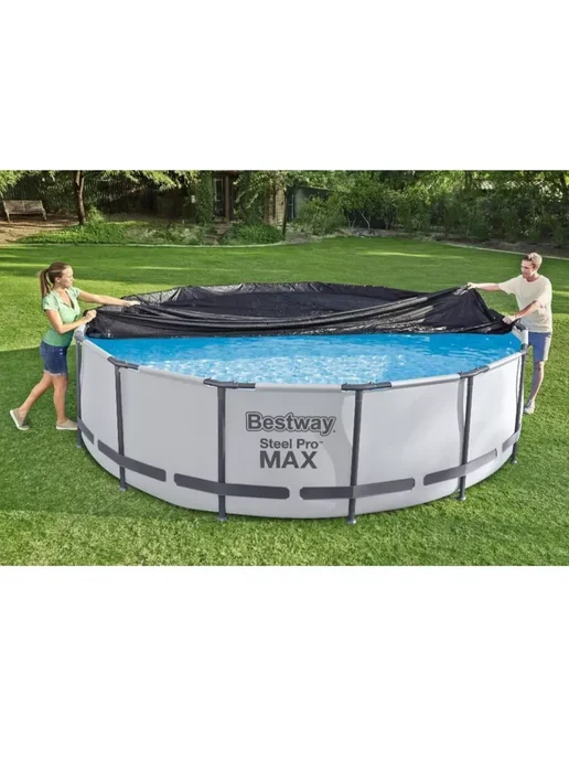 Bestway Тент для бассейна каркасного 366 см круглый чехол 58037, черный, фото 3