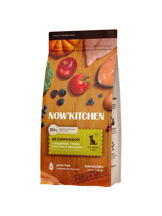 Сухой корм NOW'KITCHEN для собак, щенки, индейка, лосось, утка, 9,98 кг, фото 2