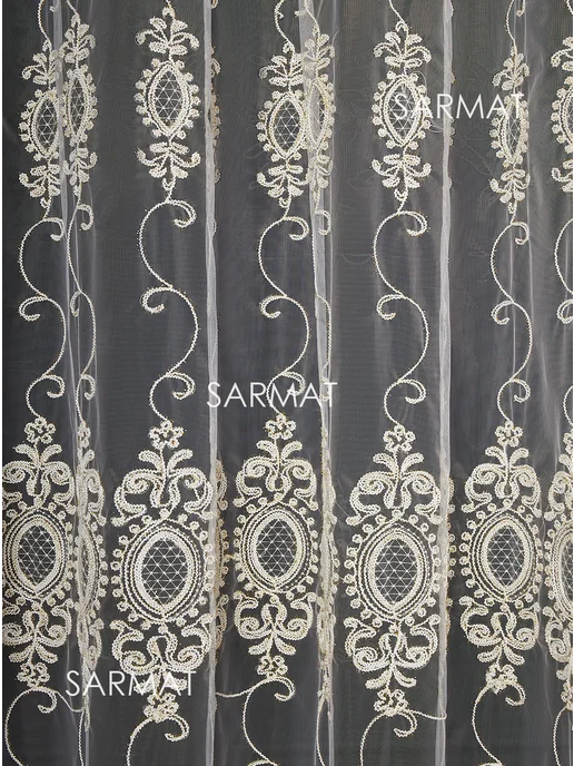 Sarmat Тюль сетка 200х250 в спальню и гостиную с вышивкой, 200x250, фото 2