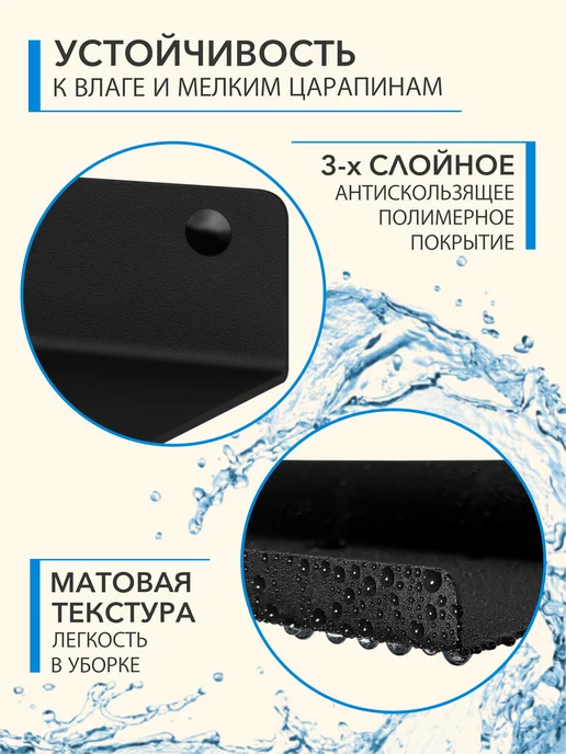 Alvente Полка на стену для ванной и кухни металлическая 3 шт 50 см, черный, фото 4