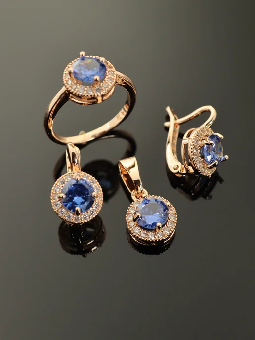 BOTTEGA MOSCOW Бижутерия комплект серьги и кольцо, голубой, фото 8