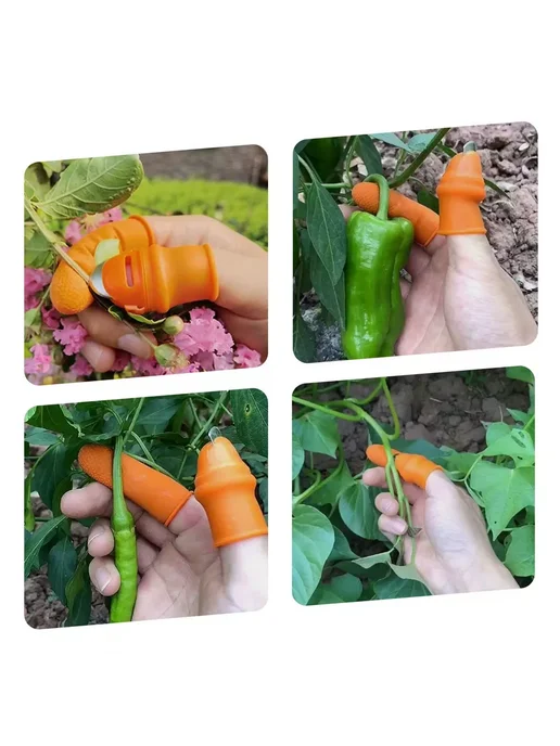 Greengo Напальчник с лезвием + 4 защит напальчника для сбора урожая, оранжевый, фото 7