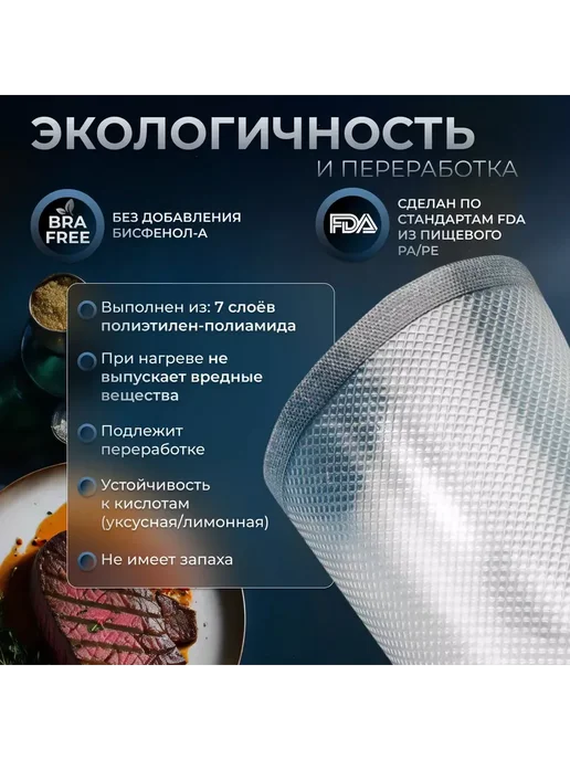 .ПакетыДляВакууматора. Пакеты для вакууматора рифленые 20х25 см 100 шт, 20x25 см, 100 шт, фото 4