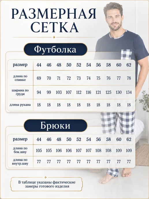 Osmi style Пижама мужская со штанами хлопок, синий, фото 4