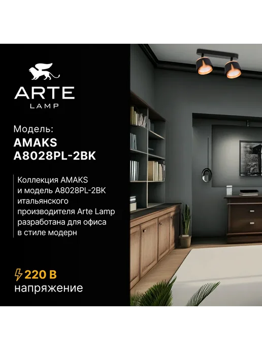 Arte Lamp Спот AMAKS A8028PL-2BK, черный, фото 2