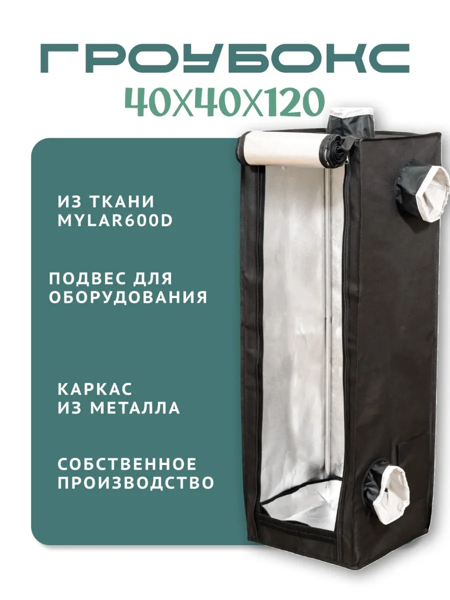 Гроубокс 40х40х120 см для выращивания растений рассады дома