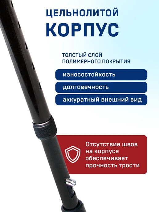 Amrus Трость опорная для ходьбы и реабилитация с УПС AMCC33 BK, вариант, фото 5