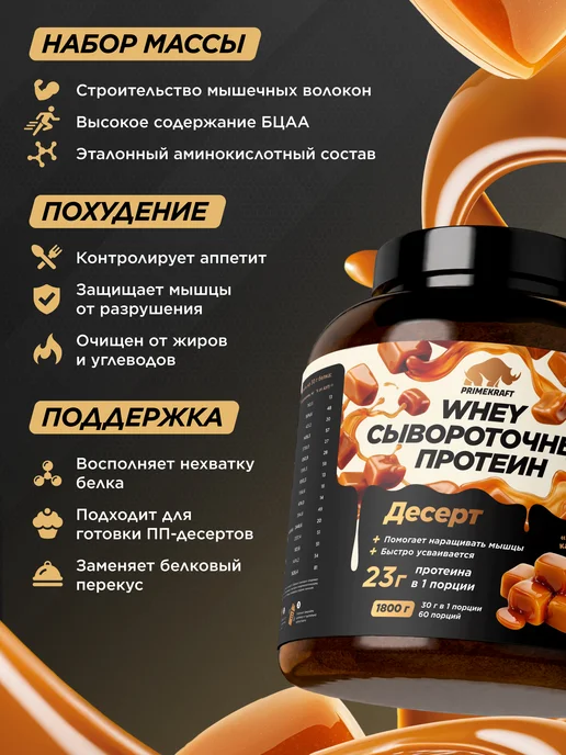 Prime Kraft Протеин сывороточный Whey Protein, Тофифи, 1800 г, 1,8 кг, фото 3