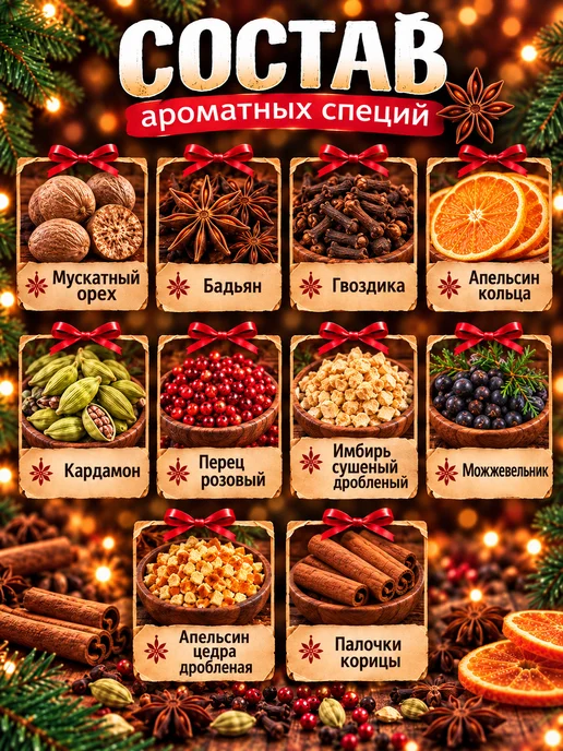 Планета подарков Глинтвейн смесь для приготовления, набор специй 5 уп, красный, фото 2