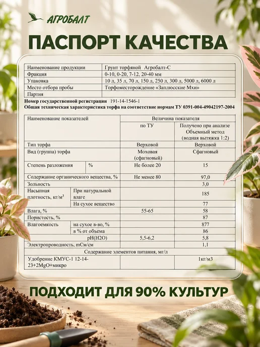 Агробалт Грунт универсальный, земля для цветов 35 литров, с перлитом, фото 3