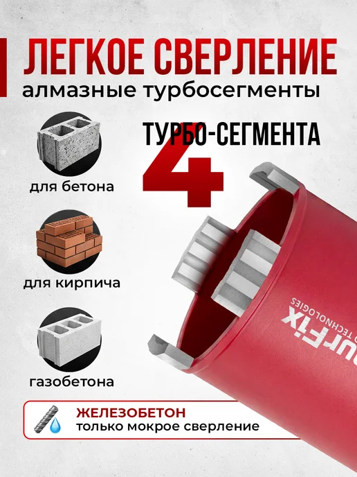 HITBUR Алмазная коронка по бетону 72 мм для подрозетников SDS+, вариант, фото 4
