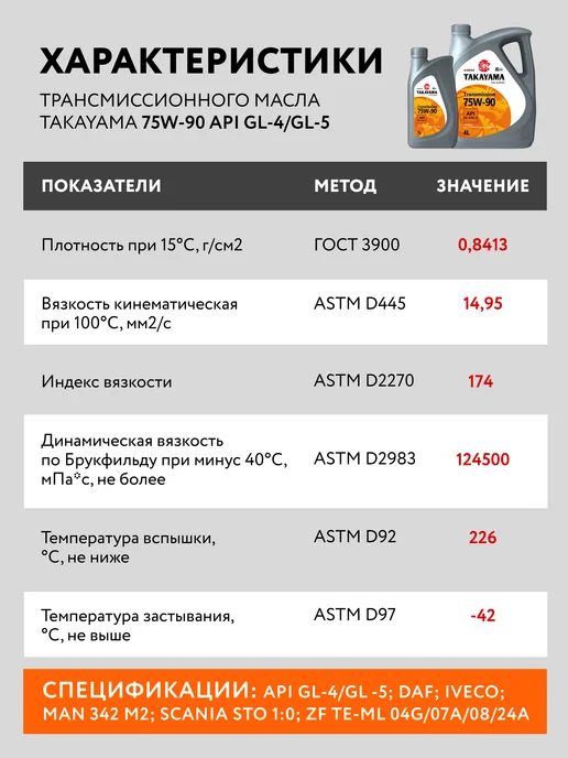 TAKAYAMA Масло трансмиссионное 75W-90, синтетическое 4л, 4 л, фото 2