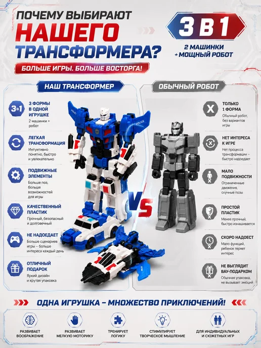 Умелец Я Роботы трансформеры 5в1, синий, фото 4