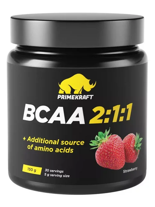 Prime Kraft Аминокислоты BCAA 2 1 1 (БЦАА) - Клубника (банка 150г), 150 г, фото 4