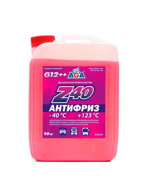 AGA Антифриз красный G12++ готовый −40 °C, 10 кг, 10 кг, фото 3