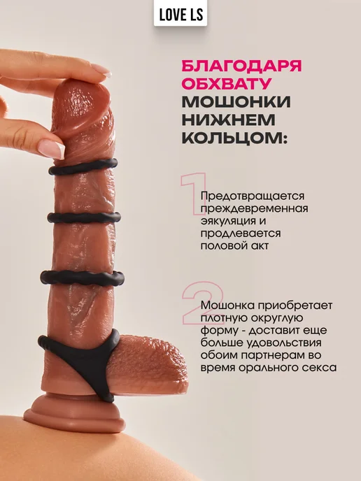 Love ls Товары для секса взрослых Эрекционное кольцо насадка на член, черный, фото 4