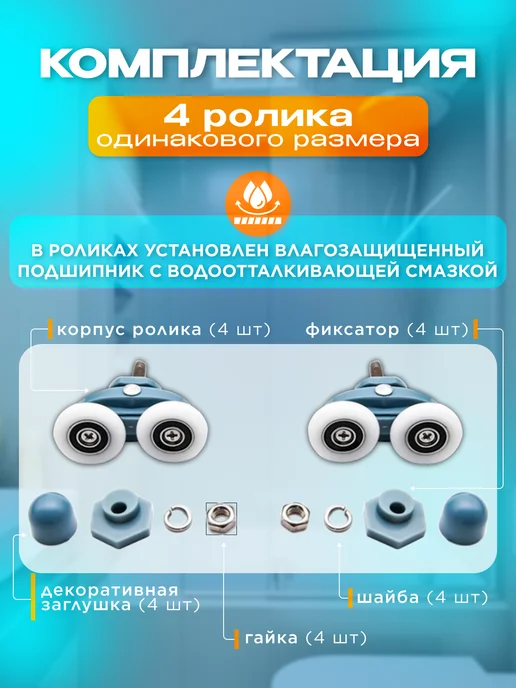 CASA LiMPiA Двойные ролики для душевой кабины, вариант, фото 3