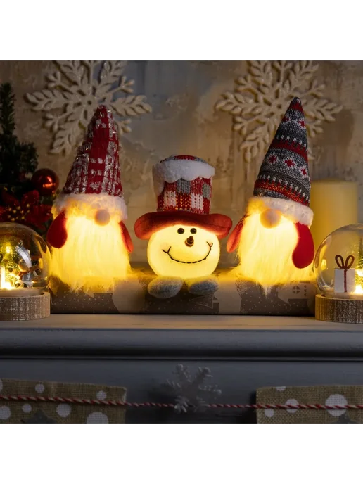 Luazon Lighting Светодиодная фигура Гном в колпаке с узорами, красный, фото 5