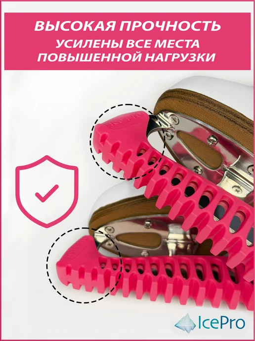 IcePro Чехлы для коньков защита на лезвие универсальные, розовый, фото 3