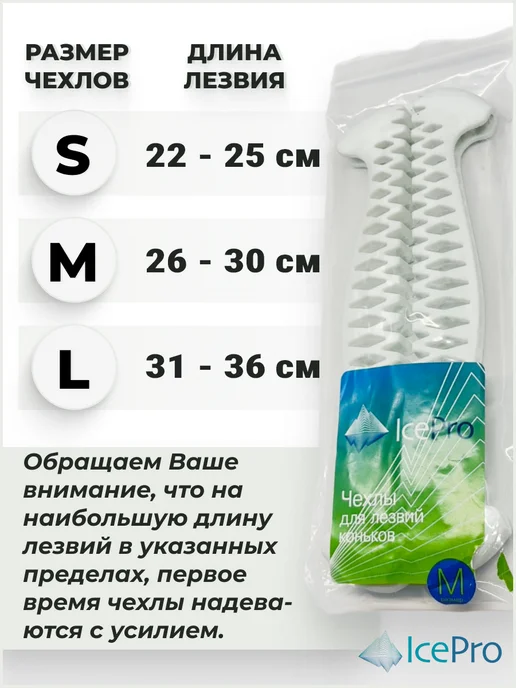 IcePro Чехлы для коньков защита на лезвие универсальные, белый, фото 2