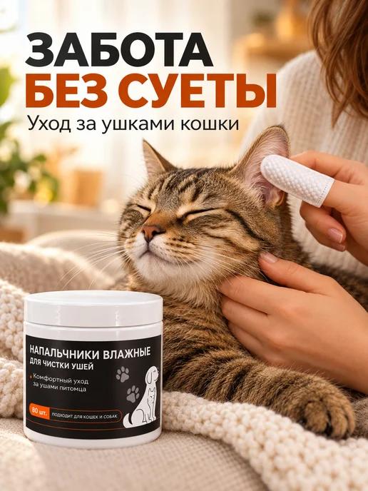 PetLabs Влажные салфетки для животных для чистки ушей 80 шт, 80 шт, фото 2