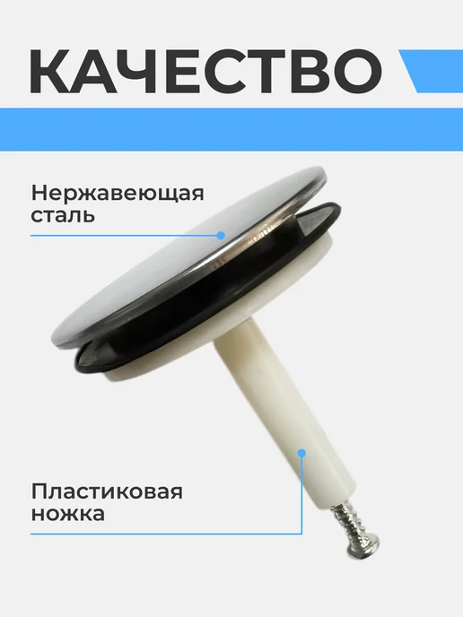 Пробка для ванны универсальная заглушка, серый, фото 3