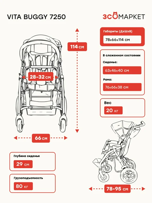 ЗСО МАРКЕТ Инвалидная коляска Vita Buggy 7250 для детей с ДЦП комната, синий, фото 2