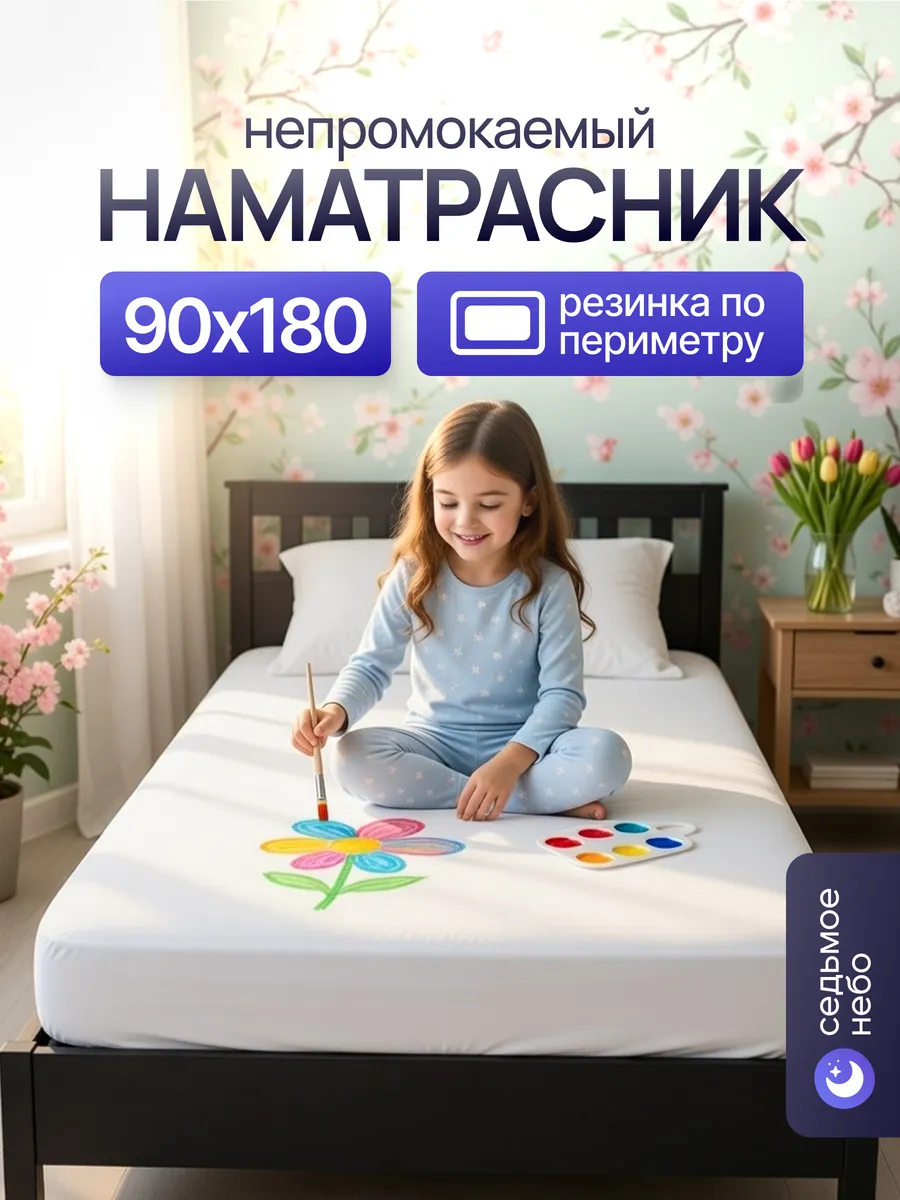 Наматрасник 90х180 непромокаемый с резинкой по периметру