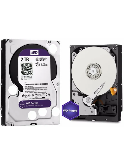 Western Digital Жесткий диск для видеонаблюдения WD Purple 2TB, 2 ТБ, фото 2