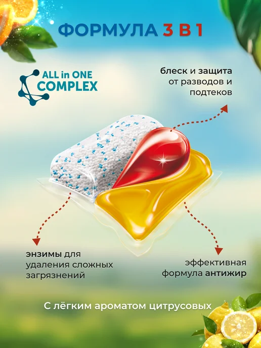 Eclips Капсулы для посудомоечной машины 60 штук цитрус, цитрус 60, фото 2
