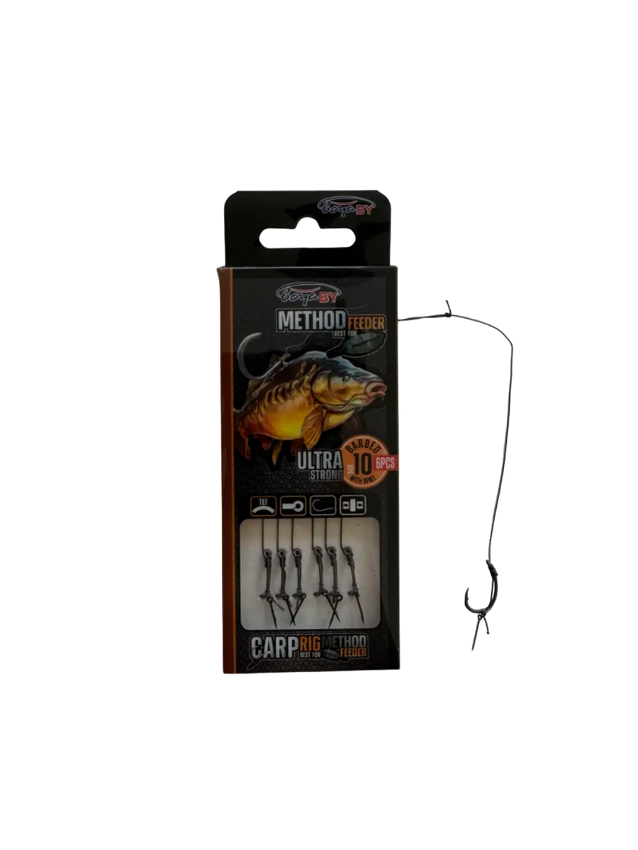 Карповые поводки METHOD FEEDER с крючками №10 6шт