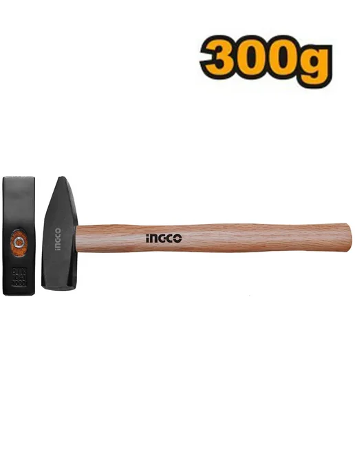 INGCO Молоток слесарный HMH040300 с деревянной рукояткой 300 гр, 300 г