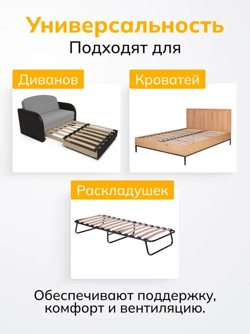 АККОРД-МЕБЕЛЬ Ламели для кровати, рейки 795х63х8, 800x53x8, фото 4